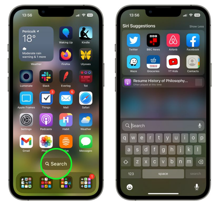 宝安苹果手机维修分享升级到 iOS 16 后，如何删除主屏幕上的搜索按钮 
